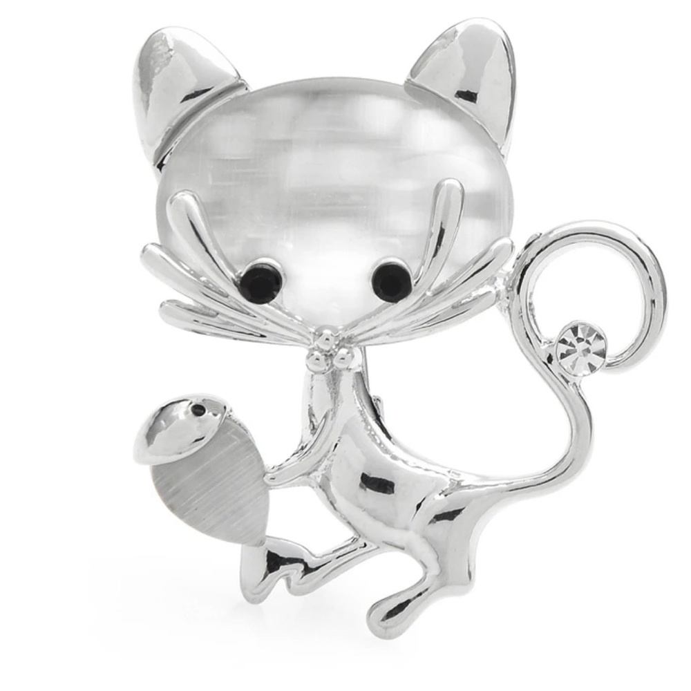 Opal Cat Brooch